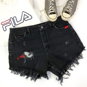 32” Lee Cut-Off Shorts Black Denim Jeans Vintage